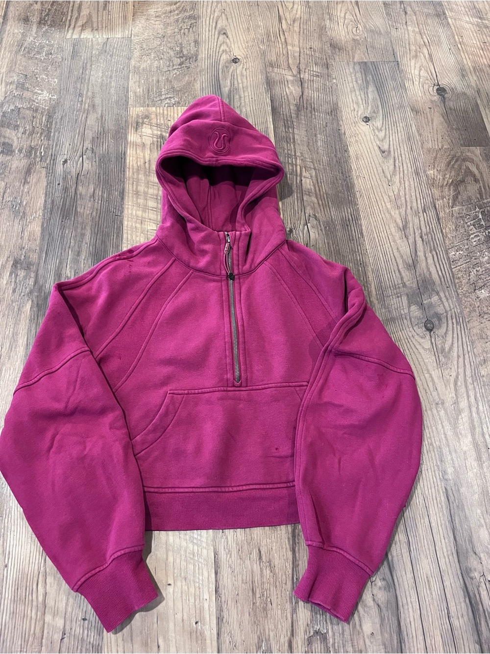 Lululemon Fuchsia Cropped Half-Zip Hoodie